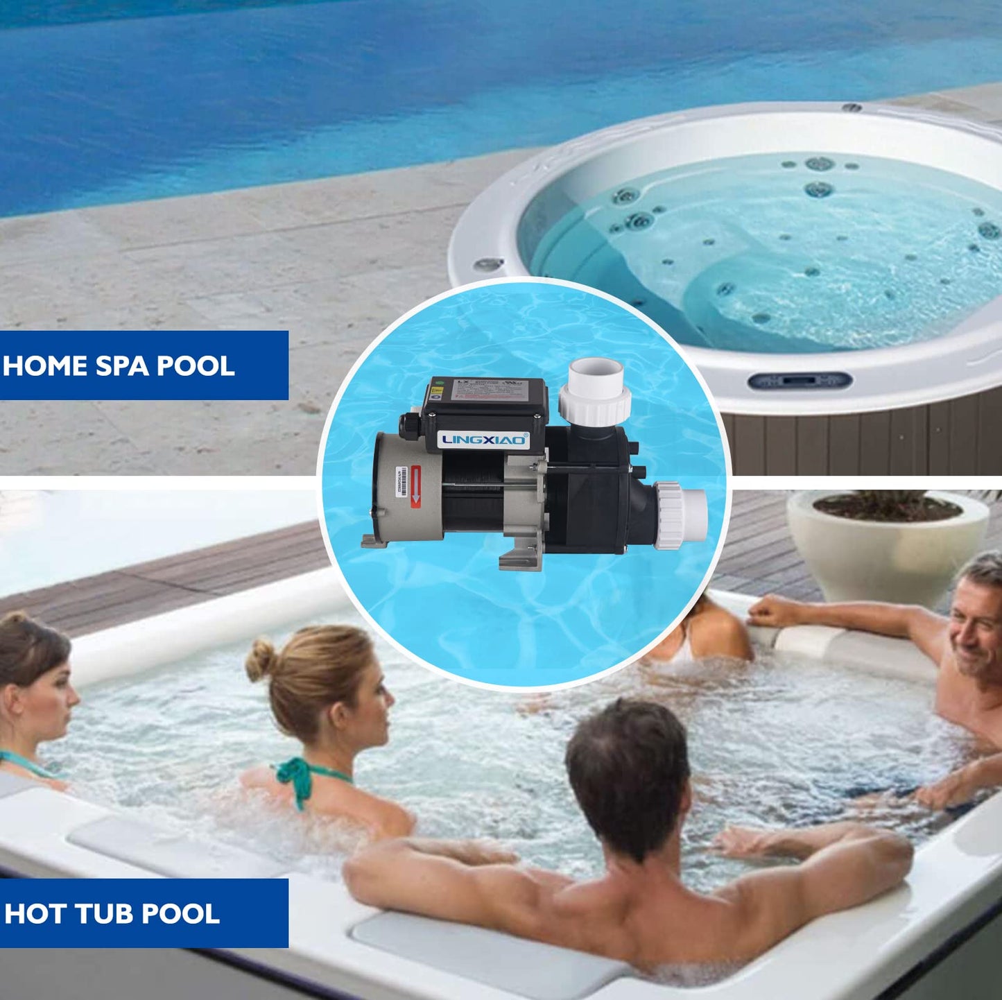 LINGXIAO Bath Pump & Hot Tub Bath Pump - LX Bath Pump 110V - 120V, 1.5" Port (WCH100)