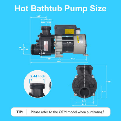 LINGXIAO 2HP Hot Tub Bath Pump - LX Pump Motor 110V - 120V, 1.5" Port (WBH200)