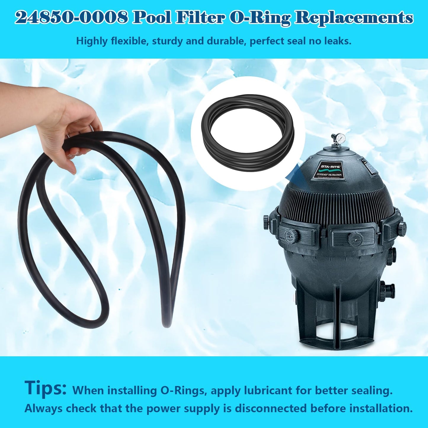 (O-485) 24850-0008 Tank O-Ring Replacement for 21" Sta-Rite System 3, DE SD S7D75, S7M120, S7M400, S7S50 Pool Filters