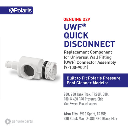 Polaris Genuine Parts D29 quick disconnect UWF replacement part for pressure-side pool cleaners 280, 280 Tank Trax, TR28P, 380, 180
