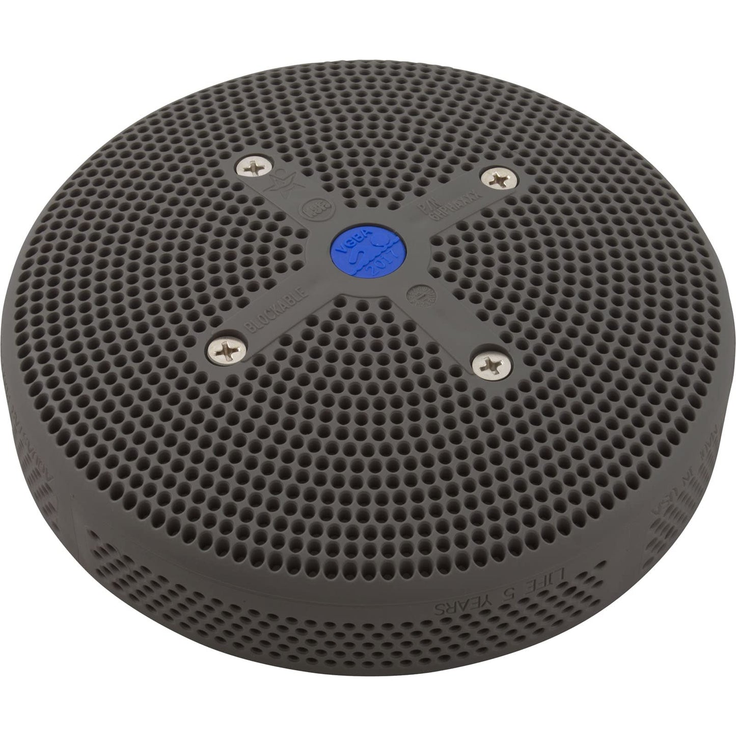 6" Suction Outlet Cover, W/Stainless Screws(4)Hydroair Rplcmt, Dkgray 6HPHA105