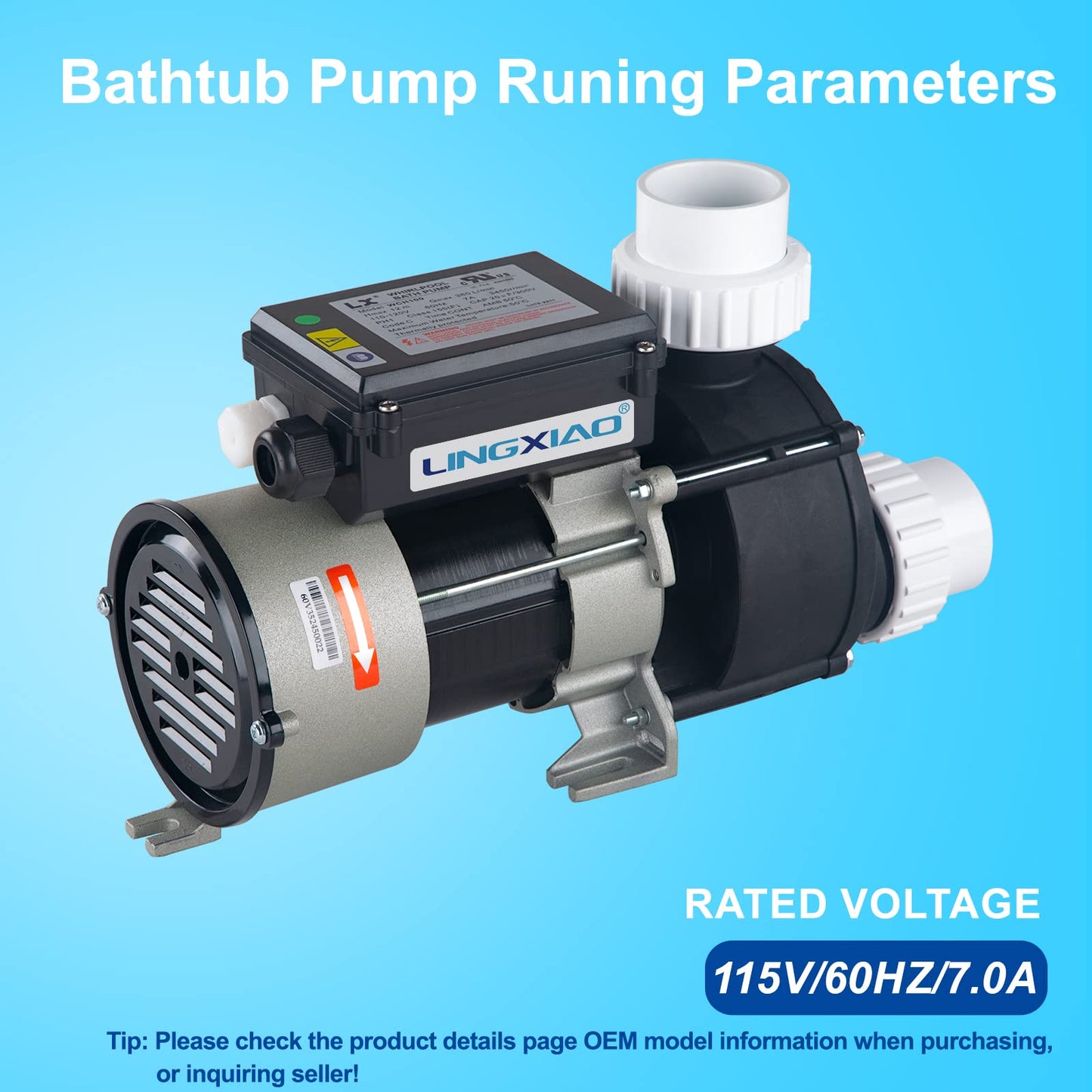LINGXIAO Bath Pump & Hot Tub Bath Pump - LX Bath Pump 110V - 120V, 1.5" Port (WCH100)