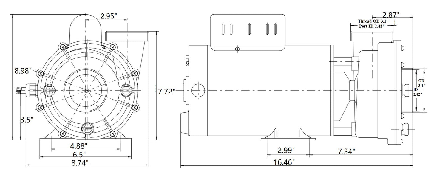 KL KEY LANDER Lingxiao Pump 56WUA300-I Pump, LX 56WUA, 3.0hp, 230v, 1-SPD, 56Fr, 2", SD