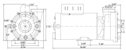 KL KEY LANDER Lingxiao Pump 56WUA300-I Pump, LX 56WUA, 3.0hp, 230v, 1-SPD, 56Fr, 2", SD