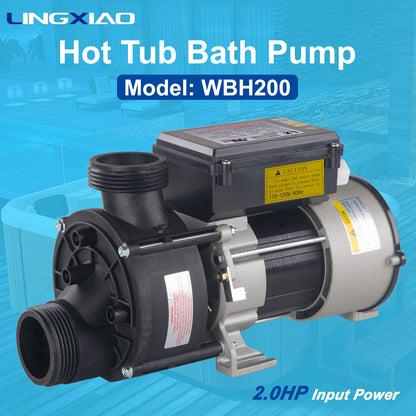 LINGXIAO 2HP Hot Tub Bath Pump - LX Pump Motor 110V - 120V, 1.5" Port (WBH200)