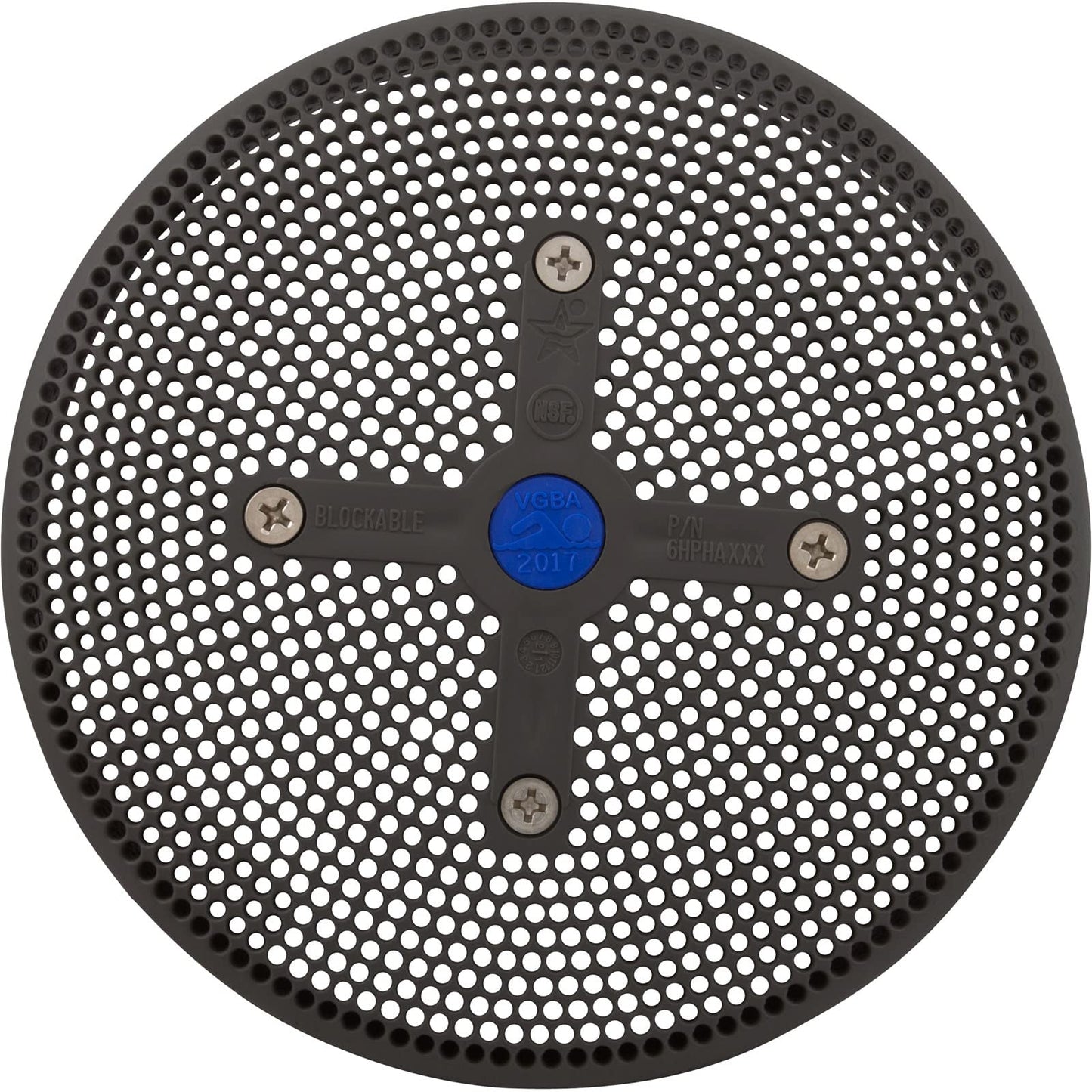 6" Suction Outlet Cover, W/Stainless Screws(4)Hydroair Rplcmt, Dkgray 6HPHA105