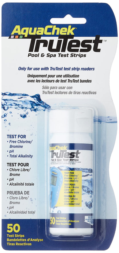 AquaChek TruTest Refill Test Strips - Digital Test Strip Reader Refill Strips - for Pool and Spa Water Testing - for Free Bromine, Free Chlorine, pH, and Total Alkalinity - 50 Strips