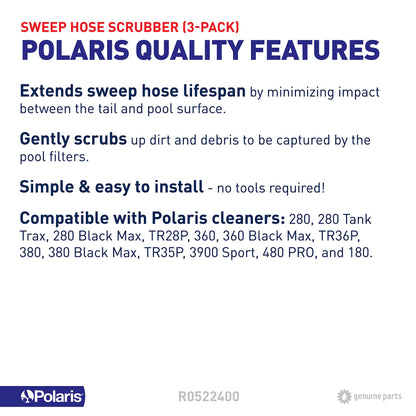 Polaris Genuine Parts R0522400 Sweep Hose Scrubber Replacement Compatible with Polaris Models 280, 360, 380, 3900 Sport, TR28P, TR35P, TR36P, 180