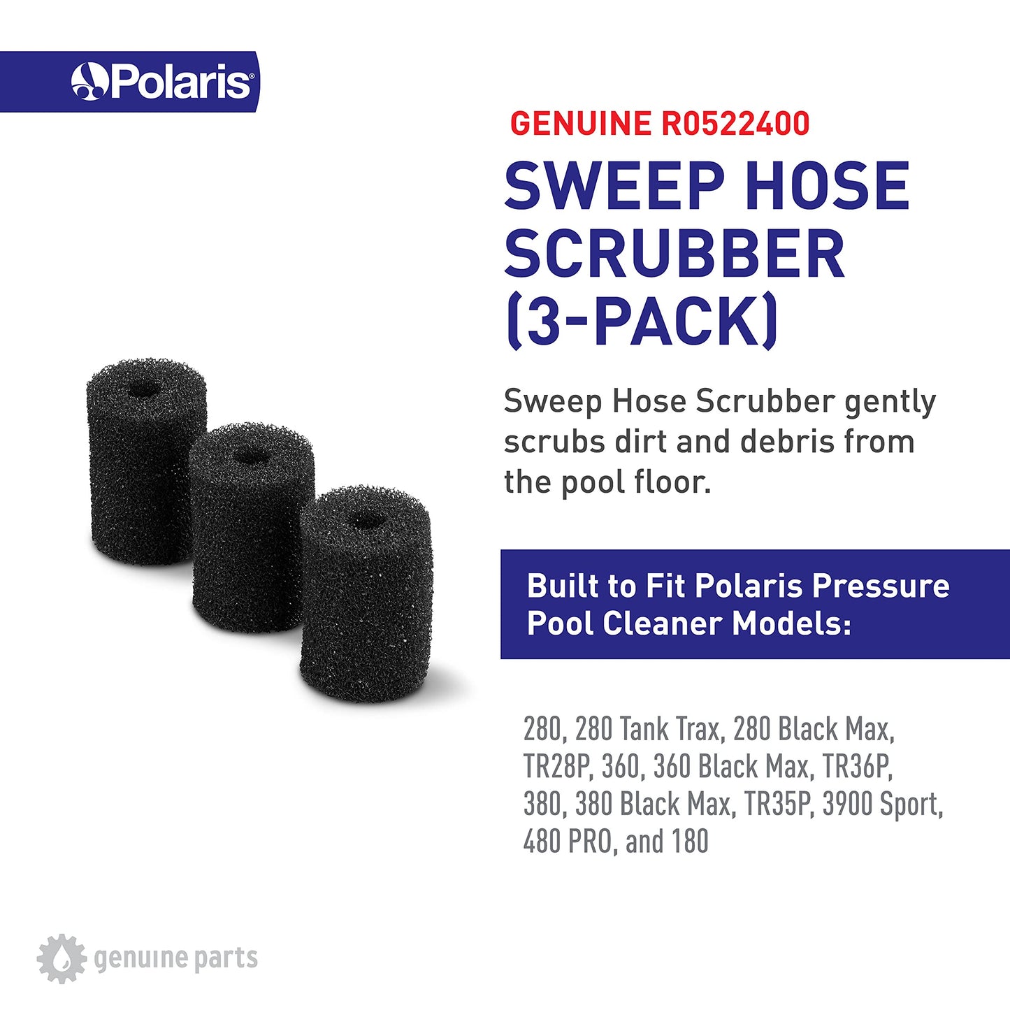 Polaris Genuine Parts R0522400 Sweep Hose Scrubber Replacement Compatible with Polaris Models 280, 360, 380, 3900 Sport, TR28P, TR35P, TR36P, 180