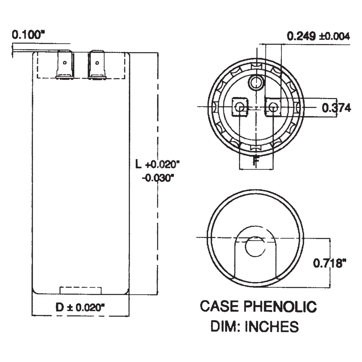 VANGUARD BC-216 110/125VAC, 216-259MFD, 50/60HZ, Capacitor, Four 1/4IN Spade TERMINALS