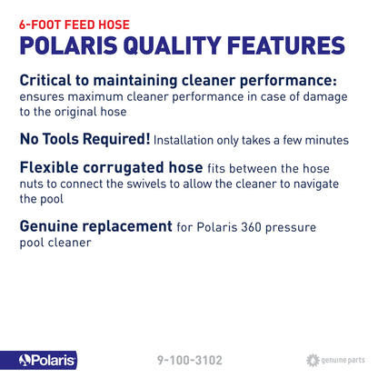 Polaris Genuine Parts 9-100-3102 6ft Feed Hose for 360 pressure-side pool cleaner